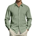 thumbnail image 6 of GrmtClth Men Dress Shirt Long Sleeve Regular Fit Button Down Shirt Vintage Soft Solid Formal Shirt Light Green XXL, 6 of 7
