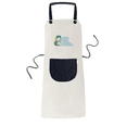 thumbnail image 1 of Headset Orange Music Pattern Apron Adjustable Bib Cotton Linen BBQ Kitchen Pocket Pinafore, 1 of 3