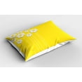thumbnail image 2 of Ambesonne Yellow Pillow Sham 2 Pack, Cartoon Spring Flowers, 36"x20", Yellow White, 2 of 3