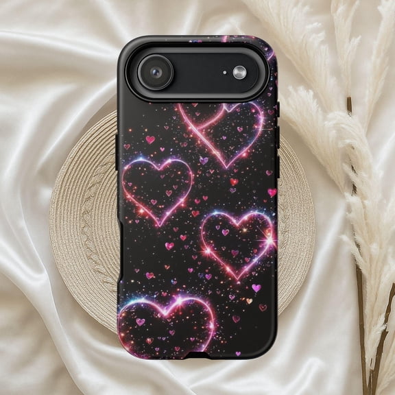 Heart Sparkle Phone Case Cute Valentines Gift iPhone 17 16 15 14 13 12 11 Pro Max