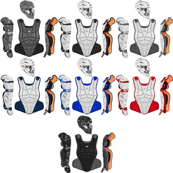 All Star Adult Afx Fastpitch Softball Catchers Set (Large) White/Scarlet