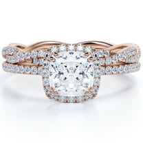 JeenMata 1.5 Carat cushion cut Moissanite infinity Wedding Ring Set in 18k Rose Gold Over Silver