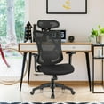 thumbnail image 3 of Giantex Ergonomic Mesh Office Chair, High Back Executive Chair with Adjustable Lumbar Support, Armrests & Rotatable Headrest, Swivel Computer Desk Reclining Chair w/Rolling Casters, Black, 3 of 10
