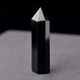 thumbnail image 1 of Adornos de pilar hexagonal de una sola punta de obsidiana de cristal natural, pilar hexagonal de piedra cruda de energía de yoga, 1 of 5