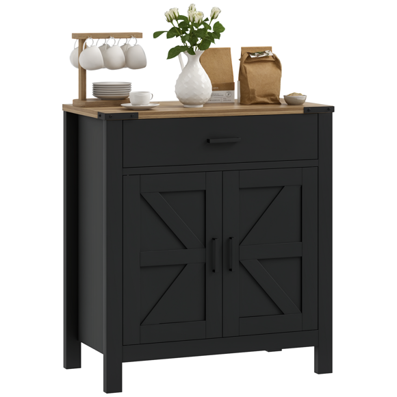HOMCOM Sideboard with 1 Drawer 1 Storage Cabinet Buffet Cabinet, Black