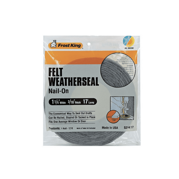 (2 Packs) Weatherseal, 17 ft., Gray, Felt