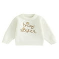 thumbnail image 1 of YOPTOP Chandail Brodé Grande Sœur pour Bébé Fille Col Rond Manches Longues Pulls Vêtements Automne Hiver, Blanc, 4t, 1 of 8