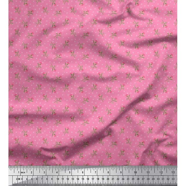 Soimoi Rayon Fabric Swirl,Triangle & Floral Artistic Print Sewing Fabric Yard 42 Inch Wide