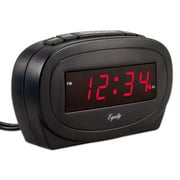 Equity Digital 0.60 Red LED Corded Electric Black Alarm Clock, 30228