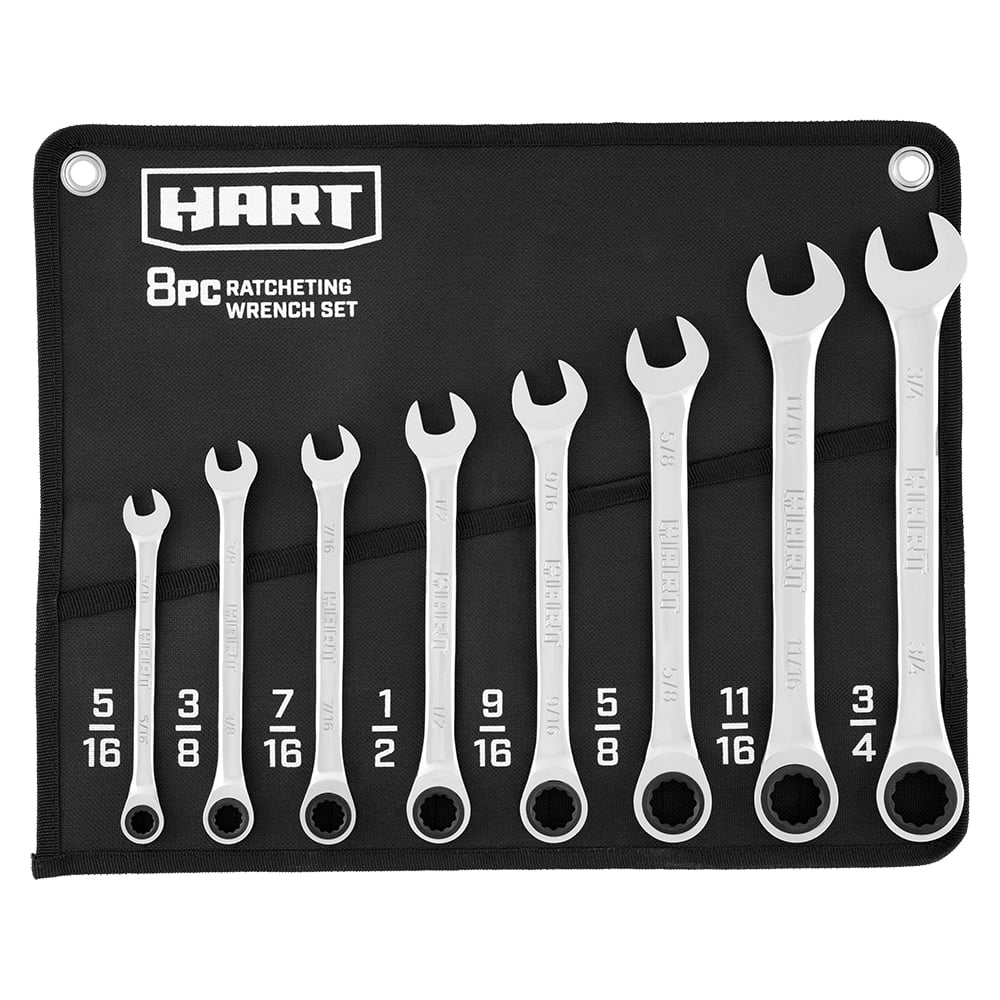 れん☆Hart Fusion HART 7-Piece MM Ratcheting Wrench Set with Tool Pouch, Chrome