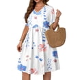thumbnail image 3 of WellSize Plus size Dresses For Women Floral Casual V Neck Short Sleeve Sundresses Midi Summer Dress with Pockets, 3 of 8