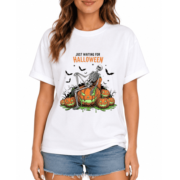 Women's Pumpkin Halloween Graphic T-Shirt, Fall Harvest Casual Short Sleeve Tee