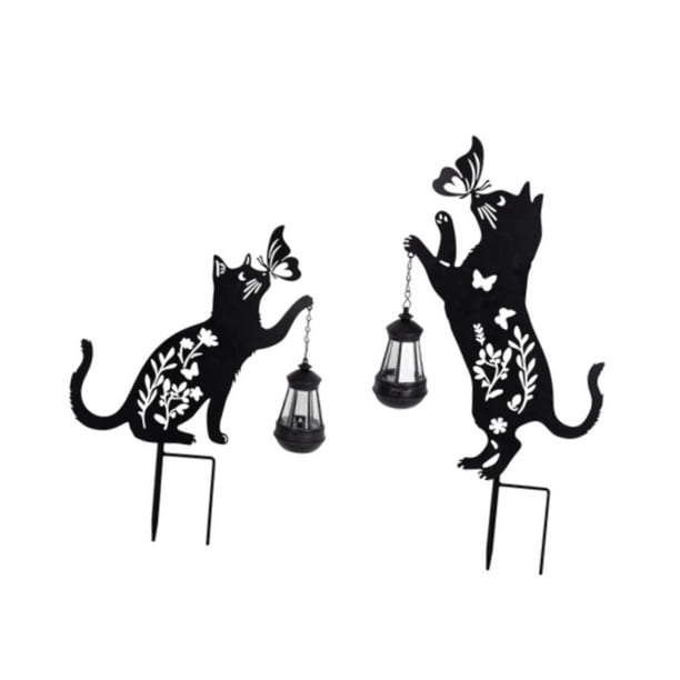 Lámpara Solar de gato para jardín, farol Solar, decoración de camino de porche, patio, , lámpara de balcón, estatuilla de gato con linter