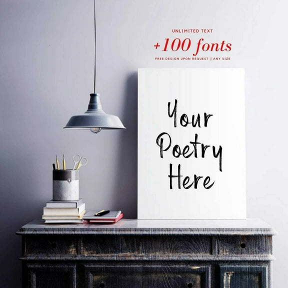 Custom poem print framed art Custom Poem Printing Word art