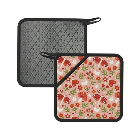 

Matuu Dragonfly Mushroom for Square Silicone Anti-hot Pad for Kitchen Potholders Hot Dishers Spoon Holder