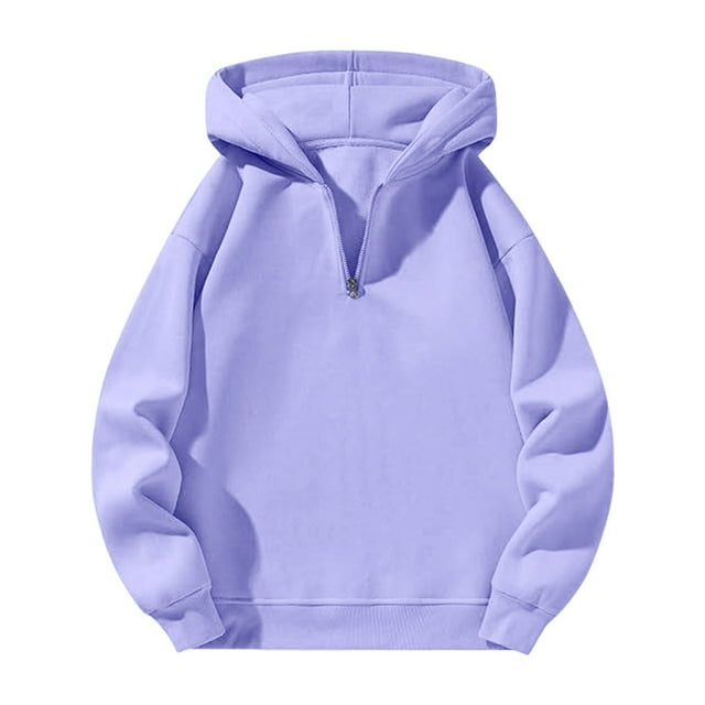 WZXFASHION Sweat à Capuche Décontracté Demi-Fermeture Éclair pour Femmes Articles en Liquidation