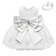 thumbnail image 4 of EINCcm Ball Gown Dresses for Girls, Lace Bowknot Princess Dresses Birthday Party Wedding Gown Kids Dresses for Toddler Kids Baby Girl, White,2-3 Years, 4 of 6