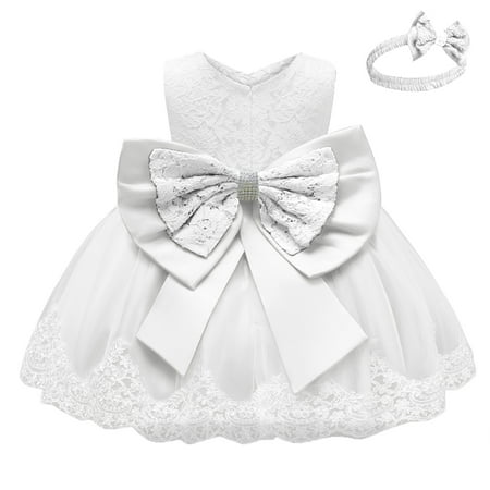 

QIPOPIQ Girls Clothes Clearance Toddler Baby Girls Dress Lace Bowknot Birthday Party Wedding Gown Kids Dresses