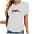 thumbnail image 3 of Oalirro Women's Tops, Tees & Blouses Women Tops and Blouses Fashion Women Casua Printing Pullover Short Sleeve T-Shirt Tops Blouse White, 3 of 4