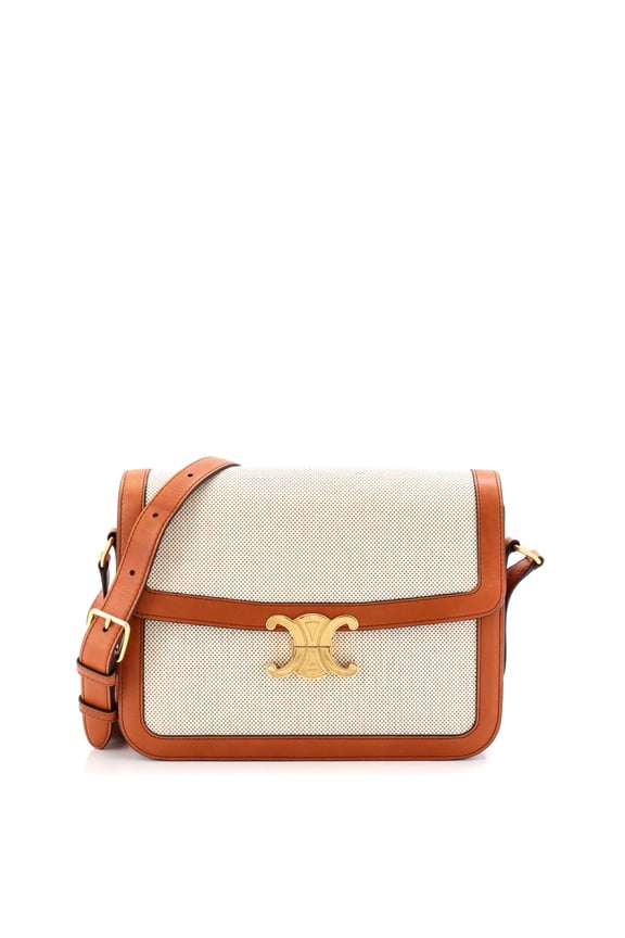 Pre-Owned Triomphe Shoulder Bag Canvas with Leather Medium By Rebag
