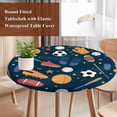 thumbnail image 4 of Sports Theme Round Tablecloth, Fitted Table Cover with Elastic for 45"-54" Round Tables, Cartoon Soccer Baseball Basketball Star Blue Table Cloth Outdoor Indoor Dinning Party Waterproof Tablecloths, 4 of 7