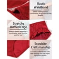 thumbnail image 4 of Ausing Satin Panties for Women Frill Trim riefs Smooth Low Rise Ruffle Lightweight Bikini Underwear Wine Red S, 4 of 6