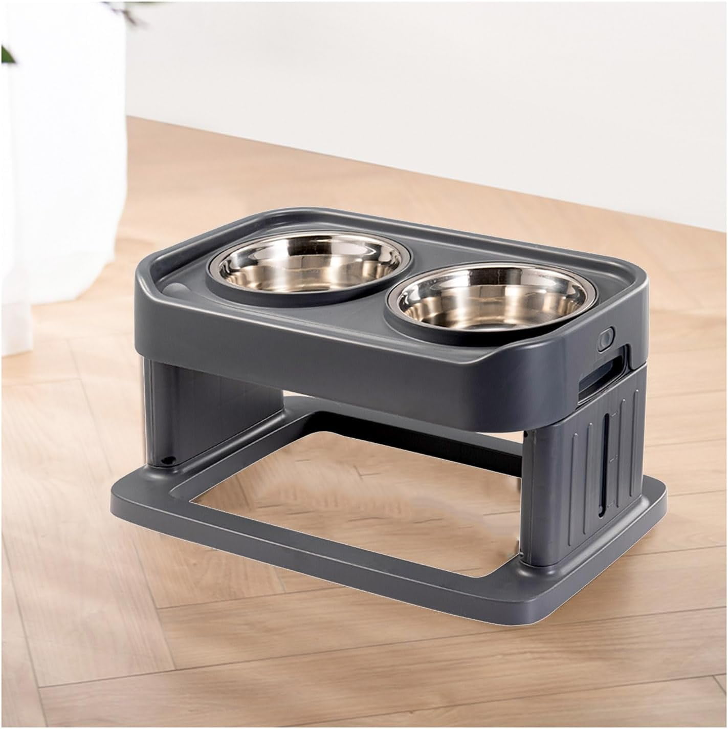 Dog Bowls,Hengu 4 Height Adjustable Pet Bowl Holder with 2 Stainless Steel Dog Cat Food Bowls,Non-Slip Dog Feeder for Medium Large Dogs