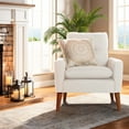 thumbnail image 2 of Homall Accent Chair Modern Fabric Upholstered Arm Chair Wood Legs Lounge Chair for Living Room, White, 2 of 7