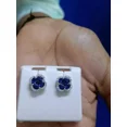 thumbnail image 4 of 2.0ct Oval Lab-Created Blue Sapphire Clover Stud Earrings 14K White Gold Plated, 4 of 4