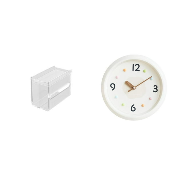 caso de tejido,Caja de almacenamiento de papel higiénico para montaje en pared,Reloj de pared,Reloj de pared decorativo,moderno y elegante,Reloj de pared redondo silencioso,sin tictac,ideal