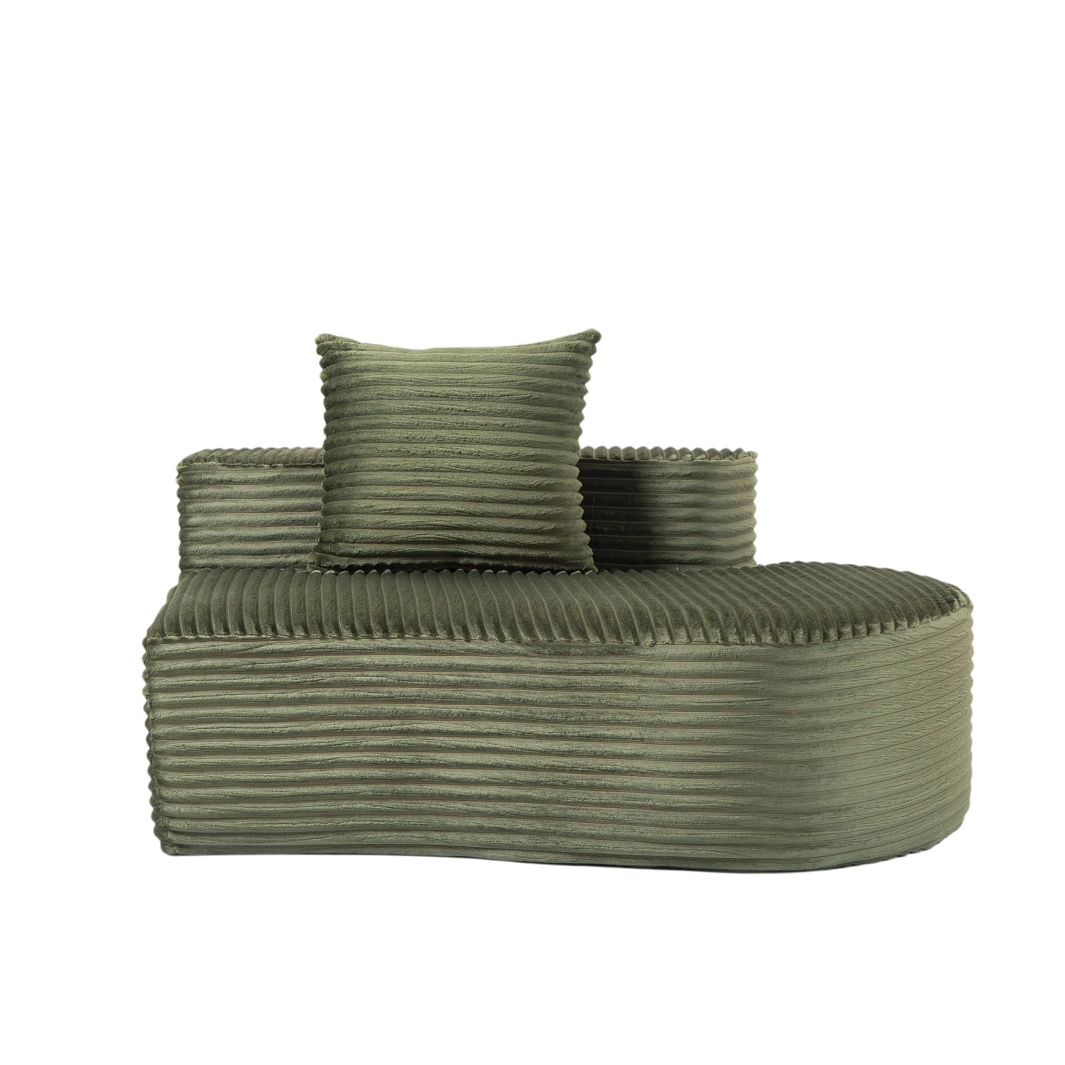 Hommoo 110" Full Curved Compressed Sofa, Corduroy 2-Seater Cloud Couch Upholstered Sofa with 2 Lumbar Pillows, for Living Room & Bedroom, Green
