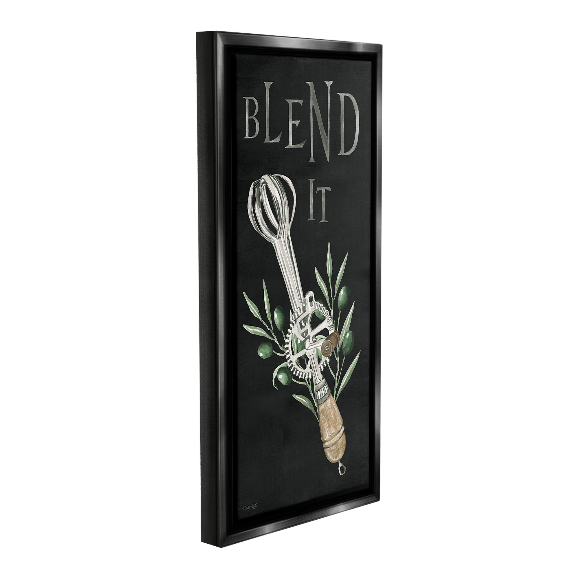 Stupell Industries Blend It Vintage Kitchen Food & Beverage Painting Black Floater Framed Canvas Art Print Wall Art, 14 x 31