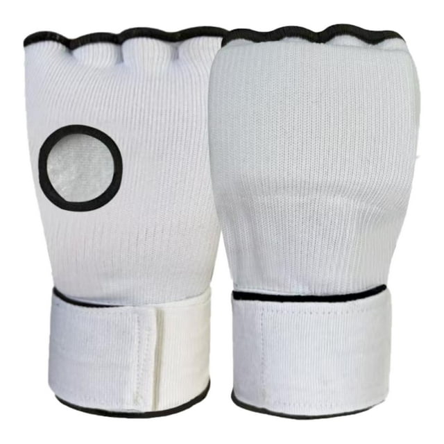 DYNWAVECA Gel Boxing Hand Wraps Inner Gloves with Long Wrist Strap Comfortable Padded Knuckle Protection for Sanda Kickboxing Taekwondo White