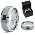 thumbnail image 4 of Tungsten North Dakota The Peace Garden State Band Ring 8mm Men Women Comfort Fit Gray Step Bevel Edge Brushed Polished, 4 of 4