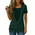 thumbnail image 1 of TaTaai Women's Sequin Color Block Top, Lightweight Soft, Relaxed Fit, Short Sleeve Cowl Neck, Ruching Layered, Casual Trendy Spring Summer Multi-Color Gift, 1 of 9