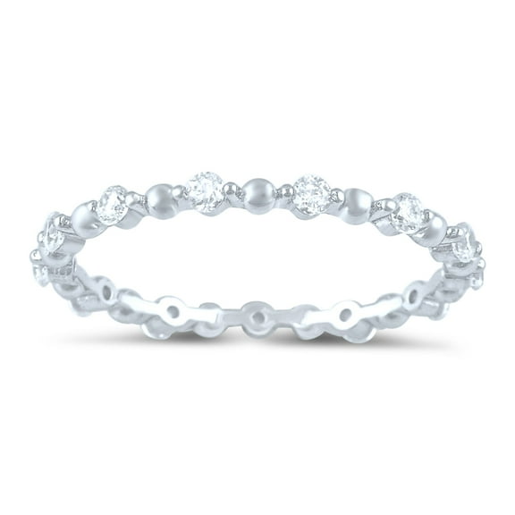 SilverCloseOut Sterling Silver Women's CZ Thin Eternity Ring, Size 4-11