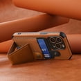 thumbnail image 5 of Compatible with iPhone 13 Pro Max Wallet Case, Kickstand Case with Credit Card Holder, Protective Phone Case with Shockproof TPU and Soft PU Leather Weave Pattern Cover - Brown, 5 of 13