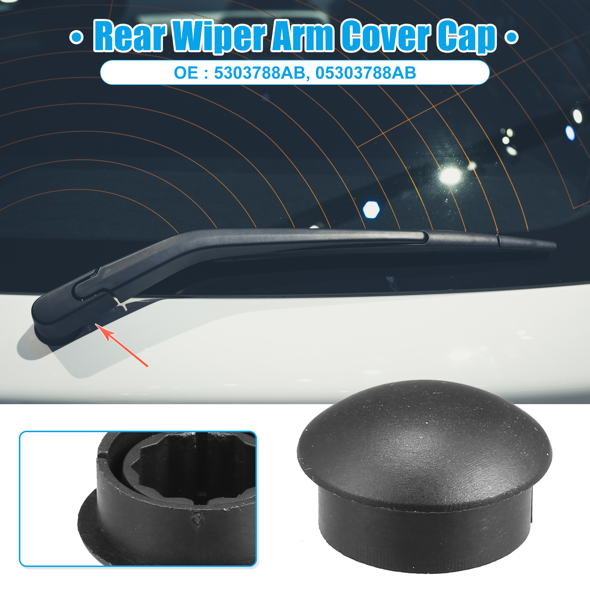 Unique Bargains Rear Windshield Wiper Arm Nut Cover Cap for Jeep Compass 2007-2017