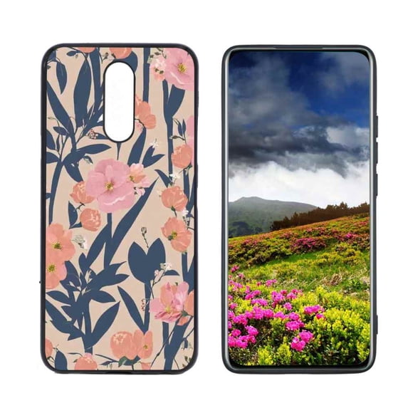 Japanese-Vintage-Floral-Bohor-2 Phone Case, Degined for LG K12 Plus Case Men Women, Flexible Silicone Shockproof Case for LG K12 Plus