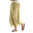 thumbnail image 7 of Womens Cropped Lace Hem Pants, Casual Drawstring High Waisted Wide Leg Trousers with Pockets for Summer Beach Wear, 7 of 7