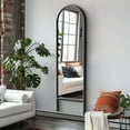 thumbnail image 2 of 64"x21" Wood Ladder Arched Floor Mirror Full Length Mirror,Black, 2 of 6