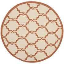 SAFAVIEH Courtyard Estelle Geometric Indoor/Outdoor Area Rug, 5'3" x 5'3" Round, Beige/Terracotta