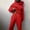Red, variant on MSJUHEG Two Piece Outfits For Women Fall Outfits Women Solid Solor Long Pants With Thick Long Sleeve Hoodie Suit Women'S Pants A L