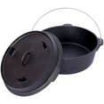 thumbnail image 3 of Pre-Seasoned Cast Iron Dutch Oven With Skillet Lid 6 Quart Heavy Duty Outdoor Cooking Pot For Camping Fireplace BBQ And Baking Includes Durable Iron Pot Rack, 3 of 13