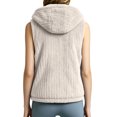thumbnail image 6 of Puntoco Women's Striped Fleece Hoodie Warm Fleece Jacket Loose and Fleece Beige M, 6 of 8