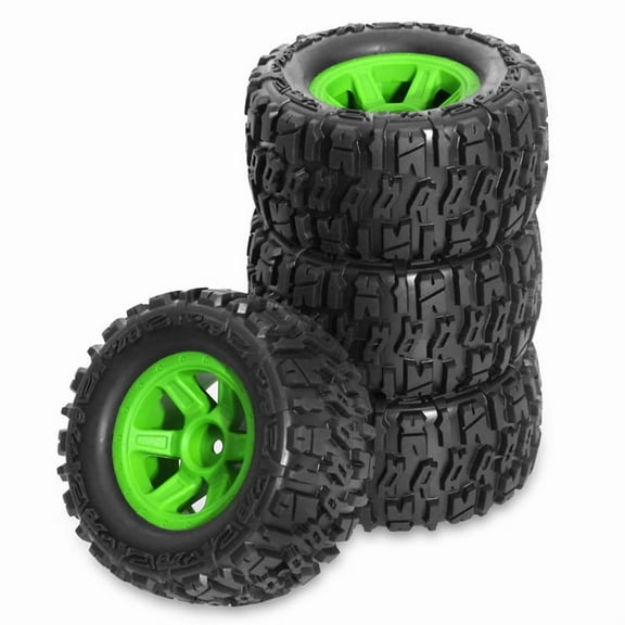 4pcs 90mm Rubber Tire Wheel Tyre for 1/14 1/16 1/18 RC Crawler Car Upgrade Parts Accessories Green