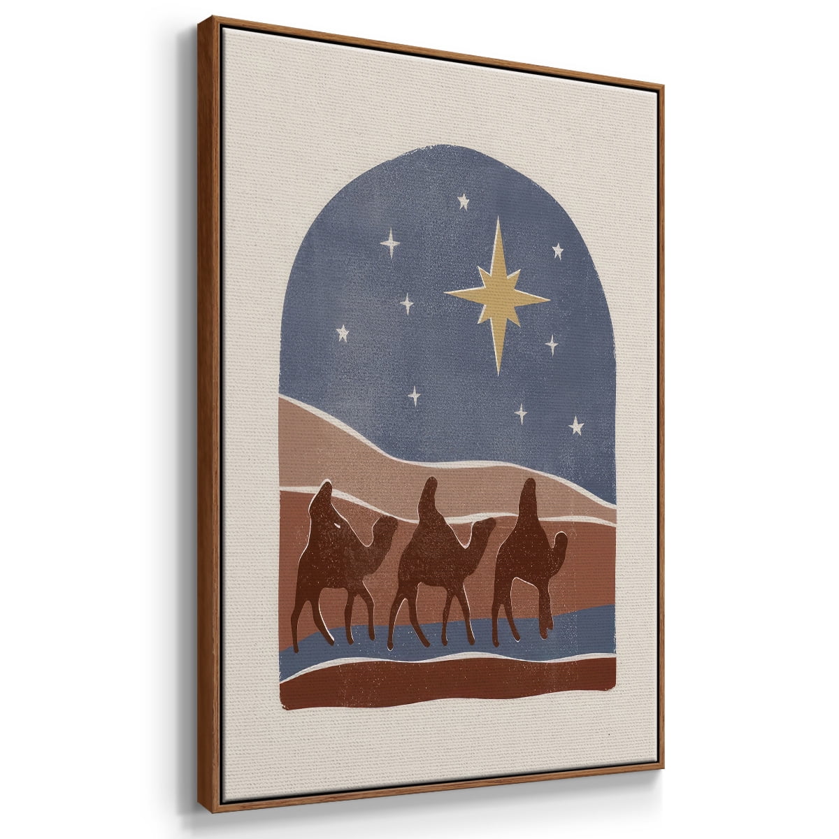 Boho Nativity II - Framed Gallery Wrapped Holiday Canvas - 17 x 25 - Rosewood Frame