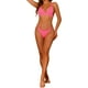 thumbnail image 2 of Conjuntos de bikini de triángulo de 2 piezas para mujer, con tirantes anchos ajustables y cierre en la espalda, trajes de baño acanalados, talla X-Large, color rosa intenso, 2 of 5
