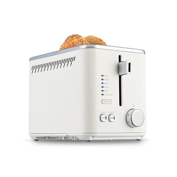 Toastmaster 2-Slice Multi-Function Toaster - Star White with Lever and Dial Controls, Extra Wide Slots, High Rise Toast Lift and Gluten Free Setting, 900W