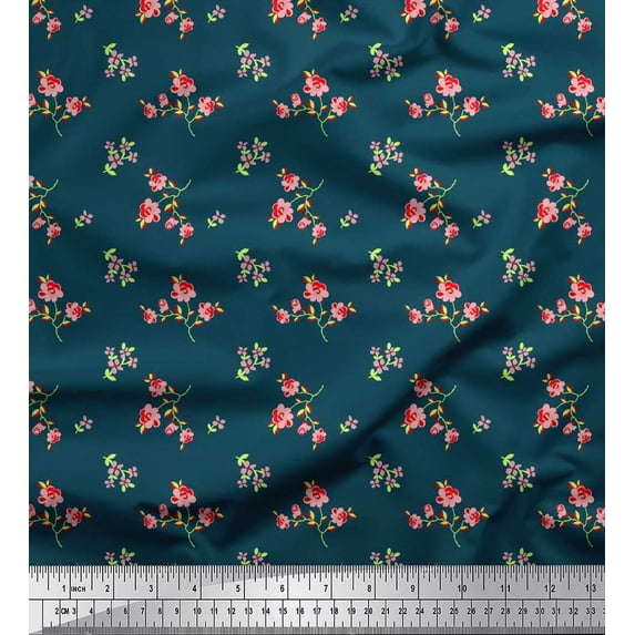 Soimoi Cotton Jersey Fabric Leaves & Floral Artistic Decor Fabric Printed Yard 58 Inch Wide